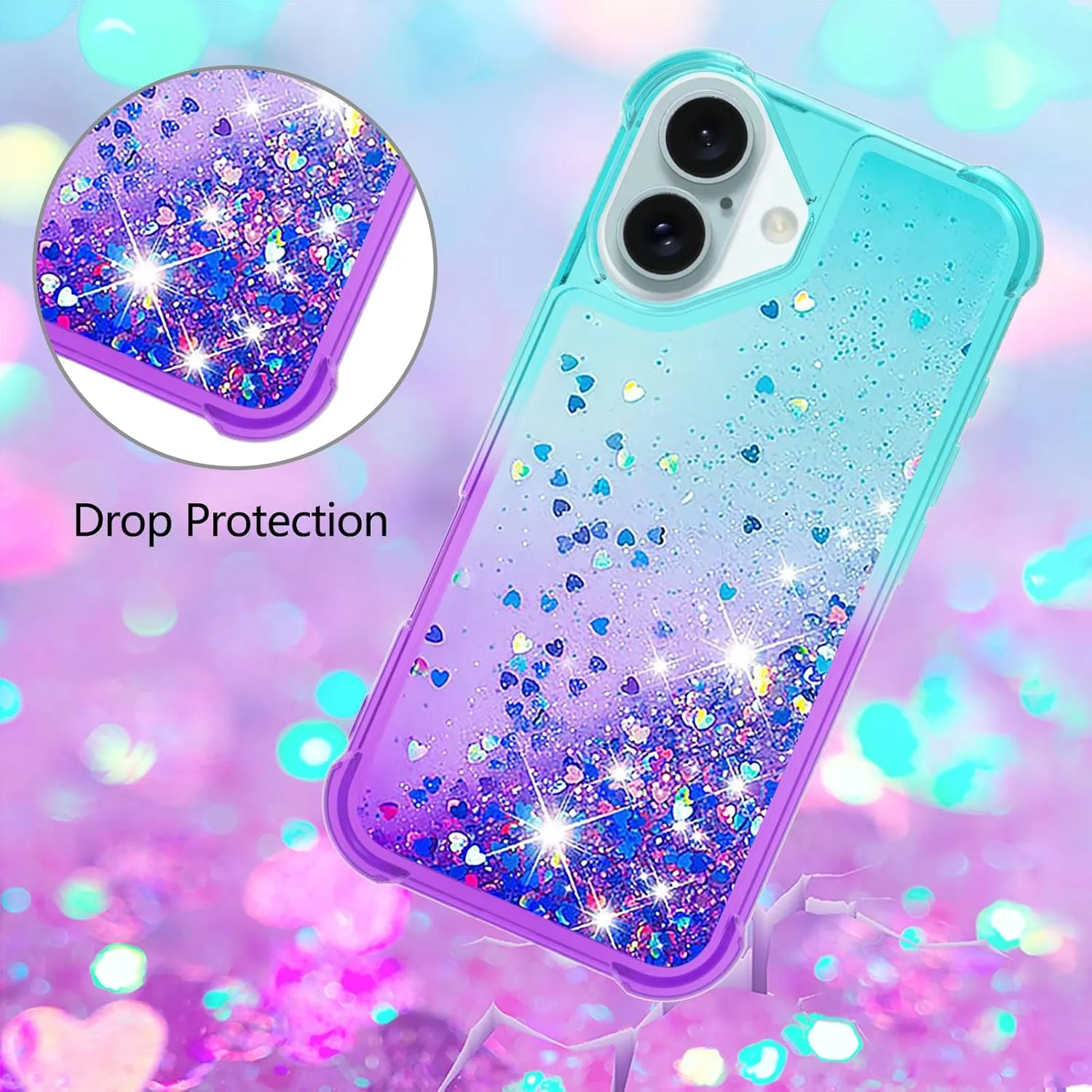 iPhone 16 Glitter Liquid Cute Protective Bumper Soft TPU Case