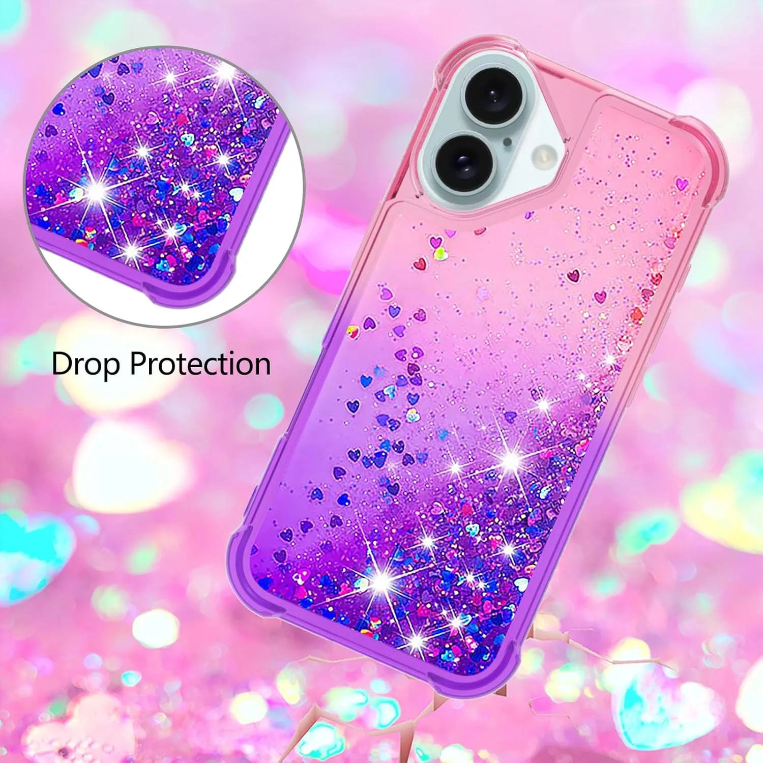 iPhone 16 Glitter Liquid Cute Protective Bumper Soft TPU Case