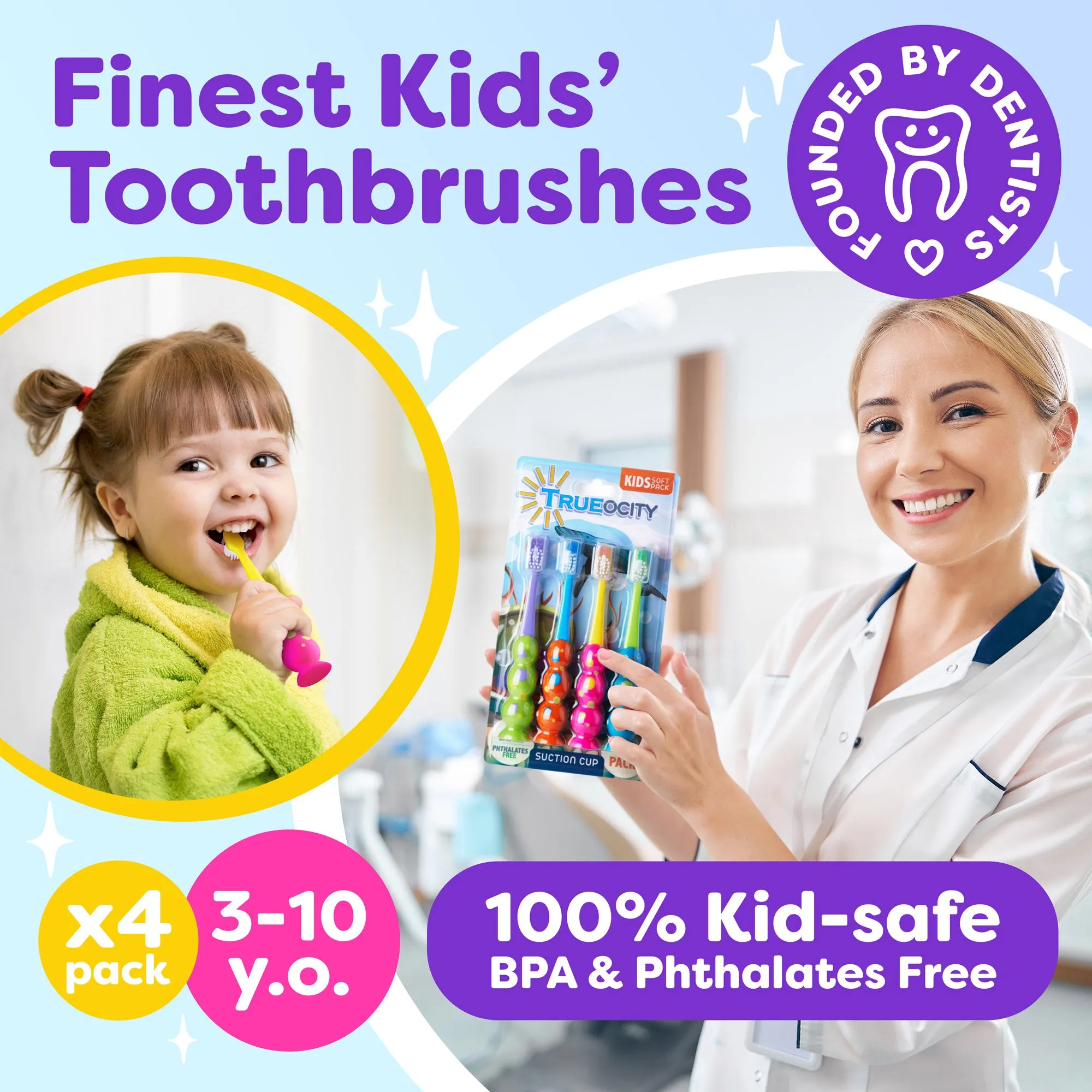 Kids Toothbrushes with Suction Cup