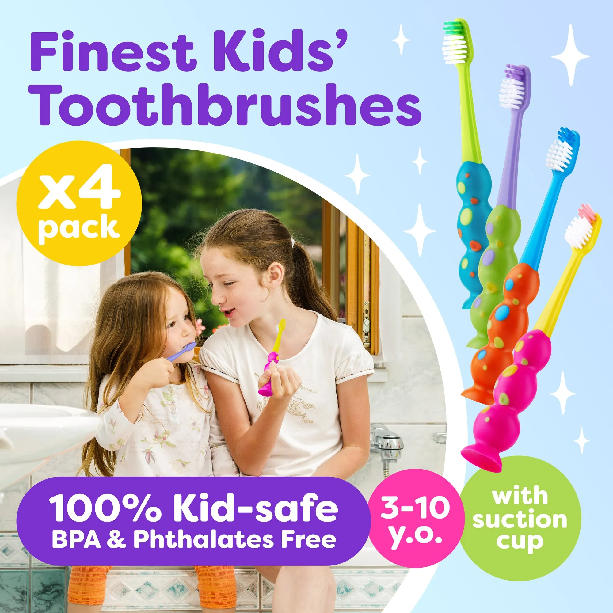 Kids Toothbrushes with Suction Cup