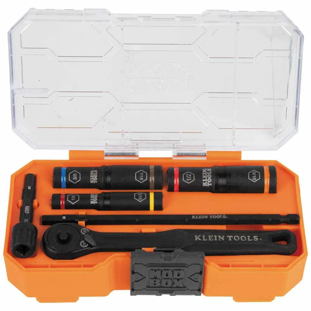 Klein Tools 65238 KNECT Essential Deep-Well Heavy-Duty Flip Socket Set, SAE 3-Piece