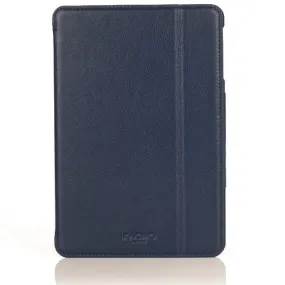 Knomo iPad Mini Leather Folio Hard Shell Back  - Blue