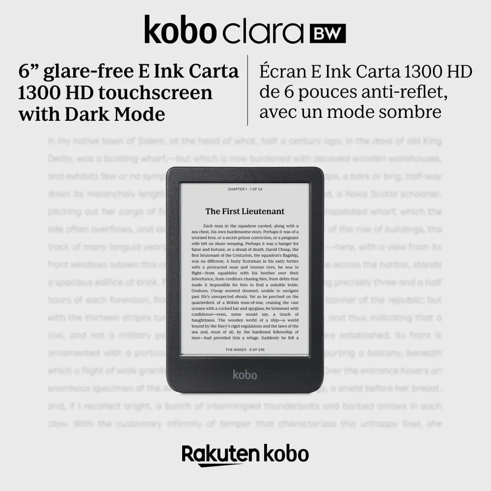 Kobo Clara BW | eReader | 6” Glare-Free Touchscreen.