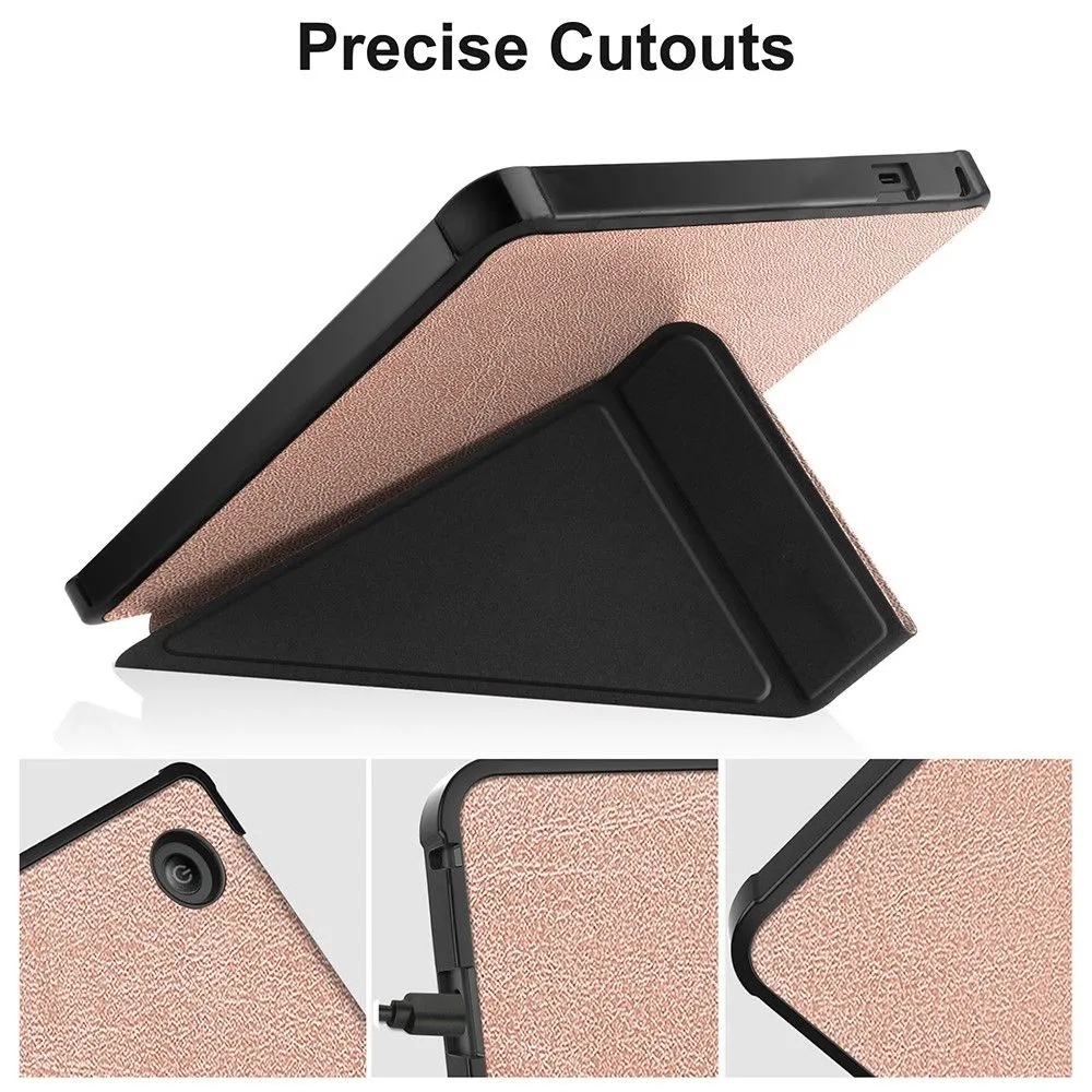 Kobo Sage cool origami stand PU leather flip case - Rose Gold