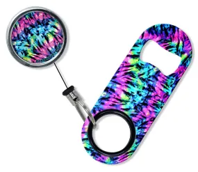 Kolorcoat™ Mini Bottle Opener with Retractable Reel – Tie Dye 3