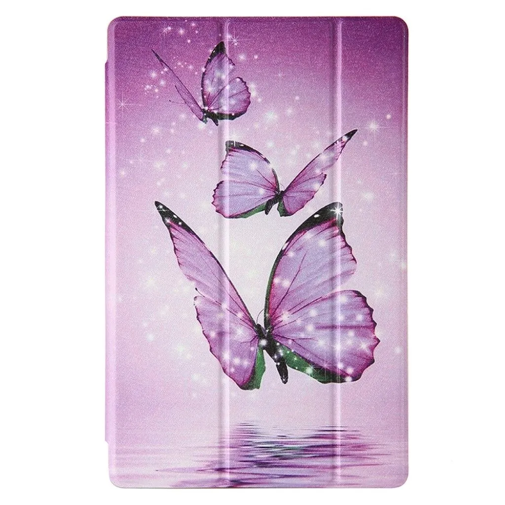 Lenovo Tab M10 FHD Plus tri-fold pattern leather flip case - Purple Butterfly