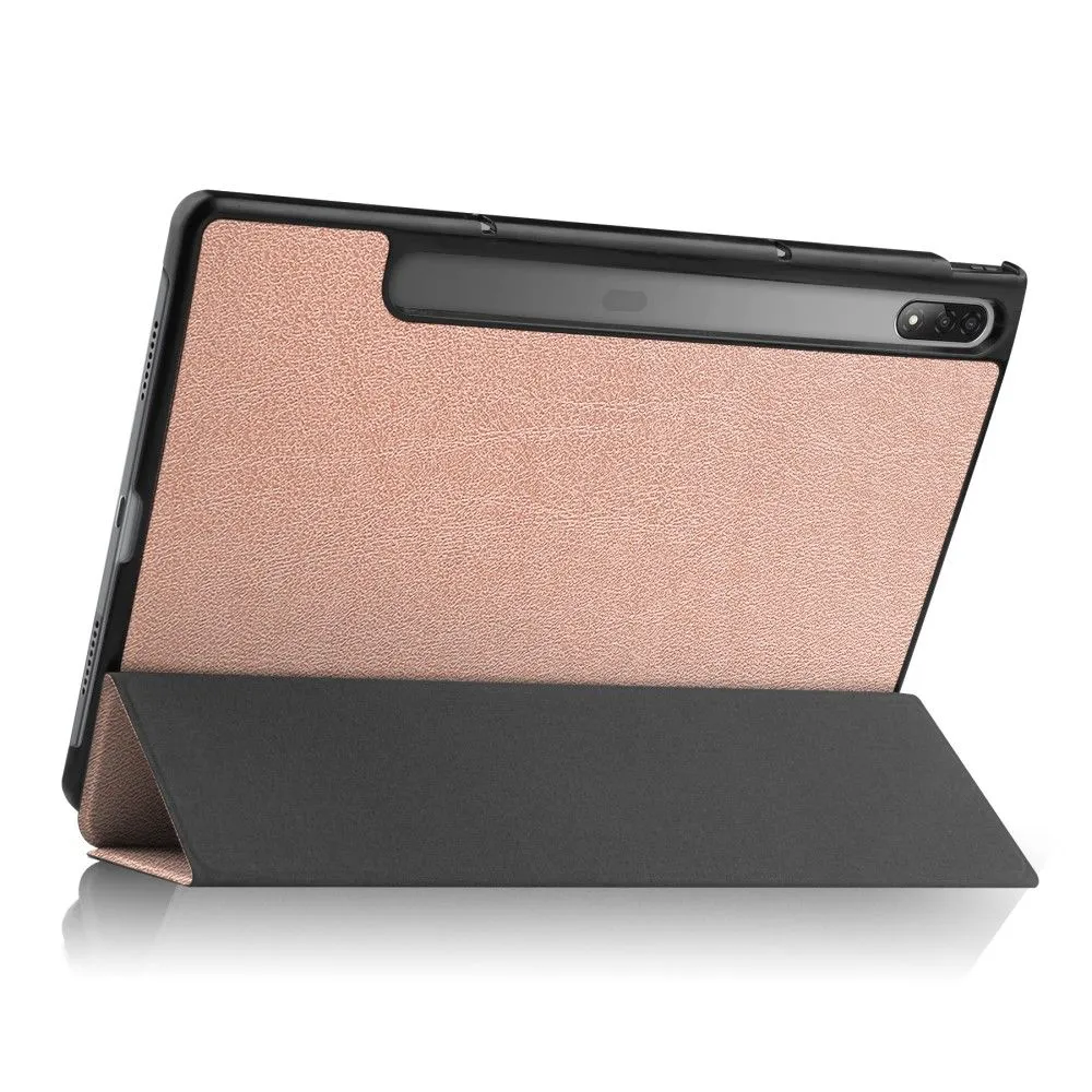 Lenovo Tab P12 Pro tri-fold leather flip case - Rose Gold