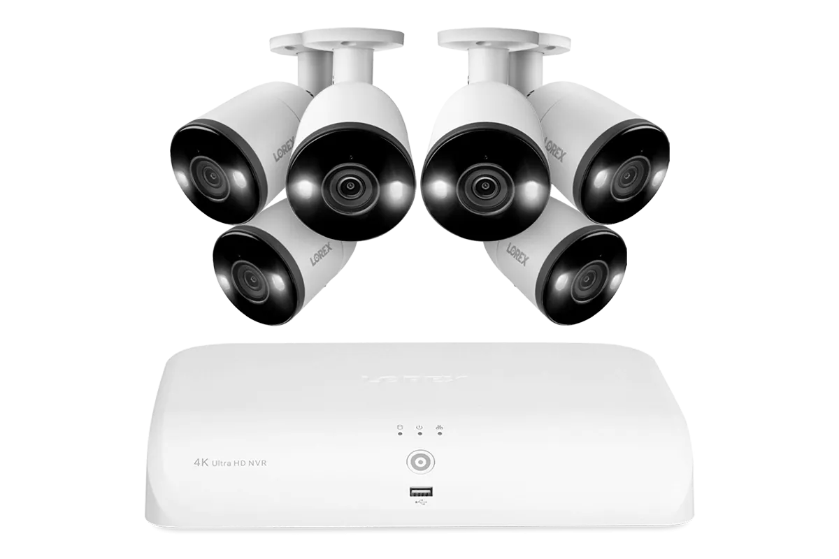 Lorex 4K (8 Camera Capable) 2TB Wired NVR System with Smart Deterrence and Smart Motion Detection Bullet Cameras