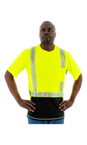 Majestic 75-5217 Hi-Vis Yellow Snag Resistant Short Sleeve Reflective Chainsaw Striping ANSI 2, R