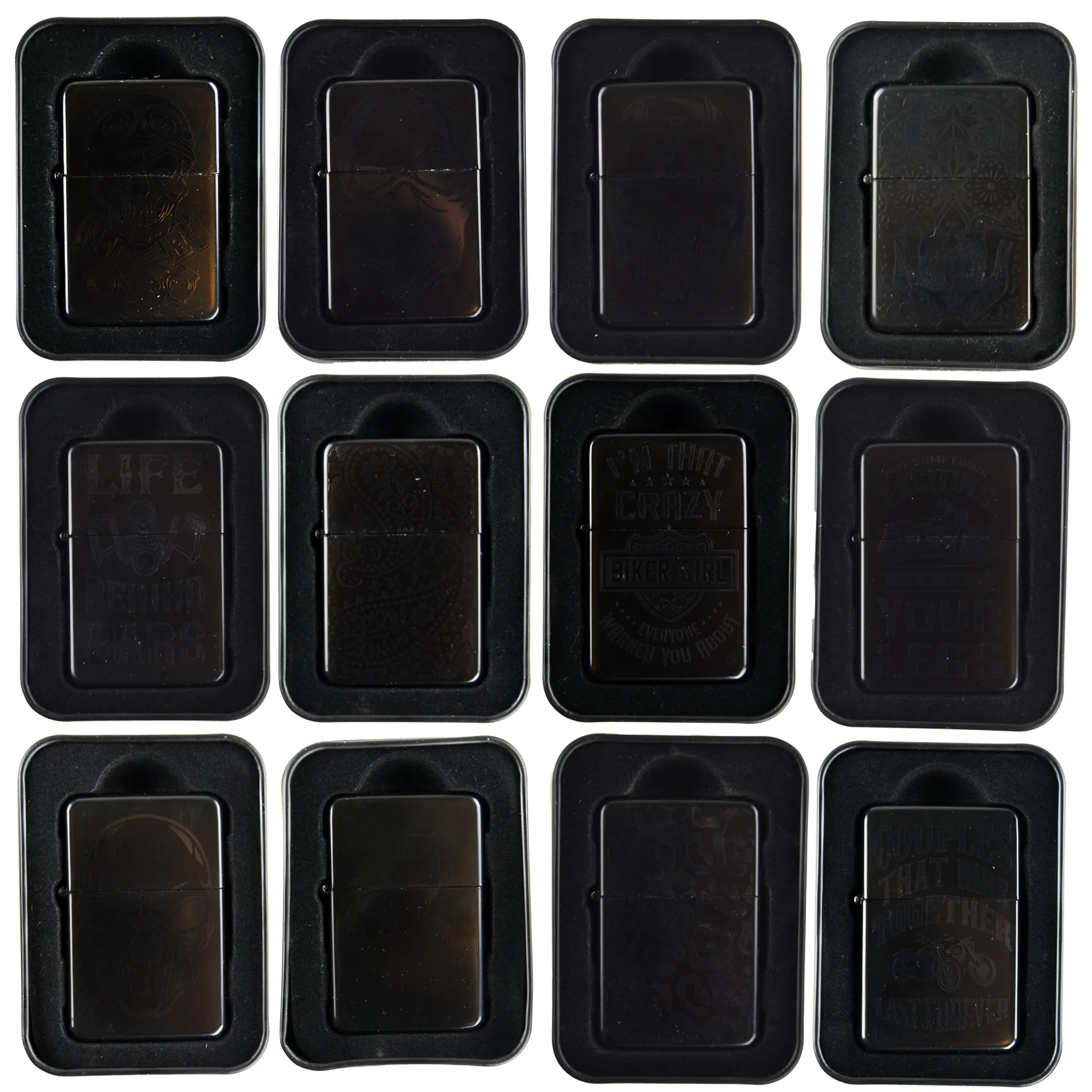 Matte Black Flip Torch Lighter - 12 Pieces Per Retail Ready Display 22381