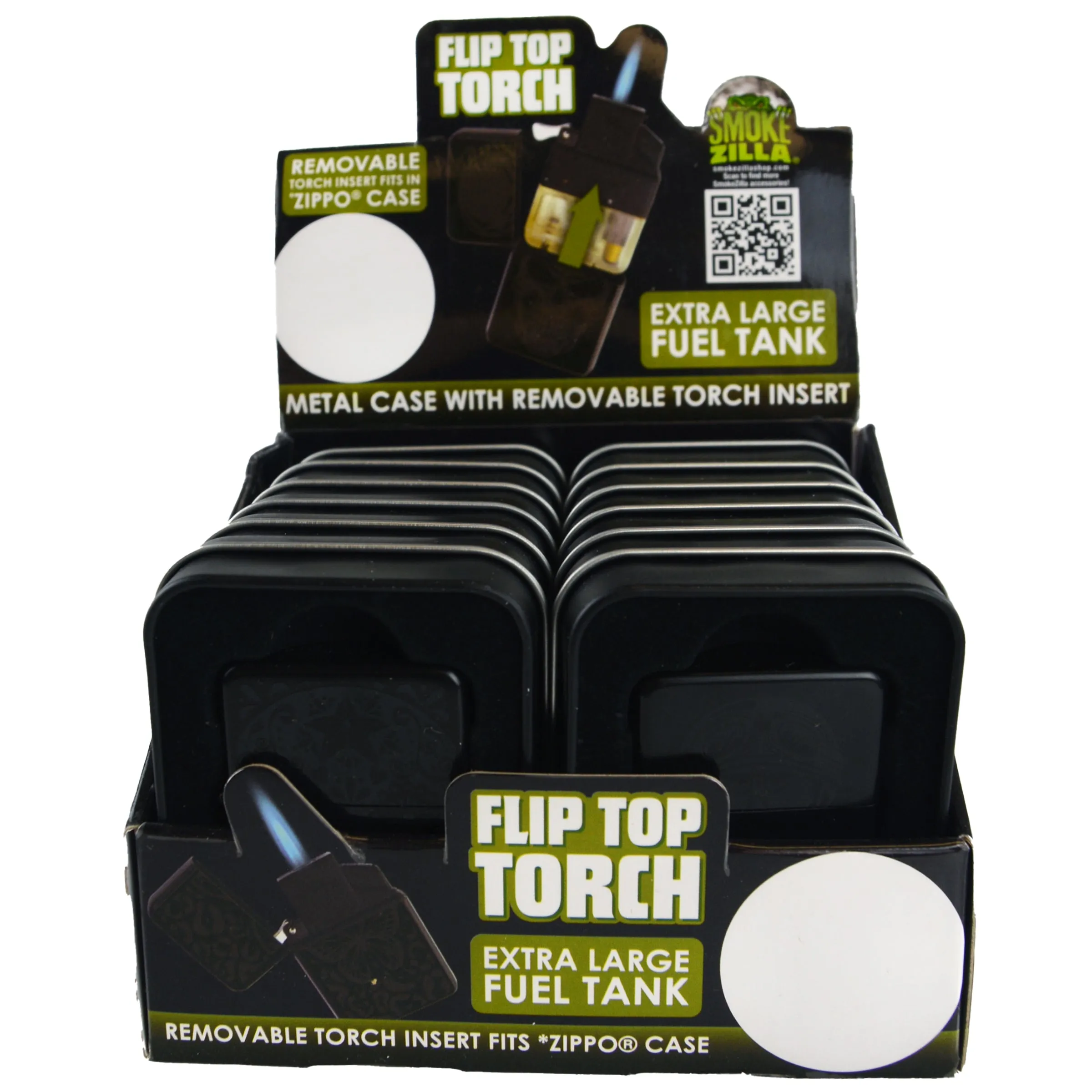 Matte Black Flip Torch Lighter - 12 Pieces Per Retail Ready Display 22381