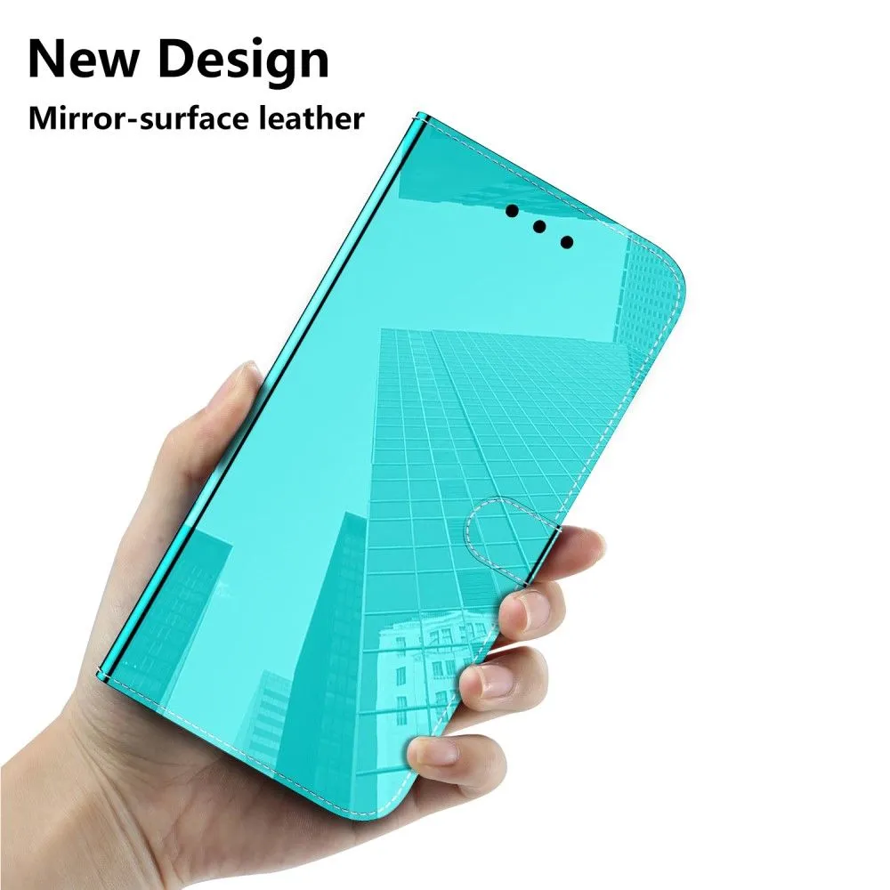 Mirror Motorola Edge (2021) flip case - Cyan