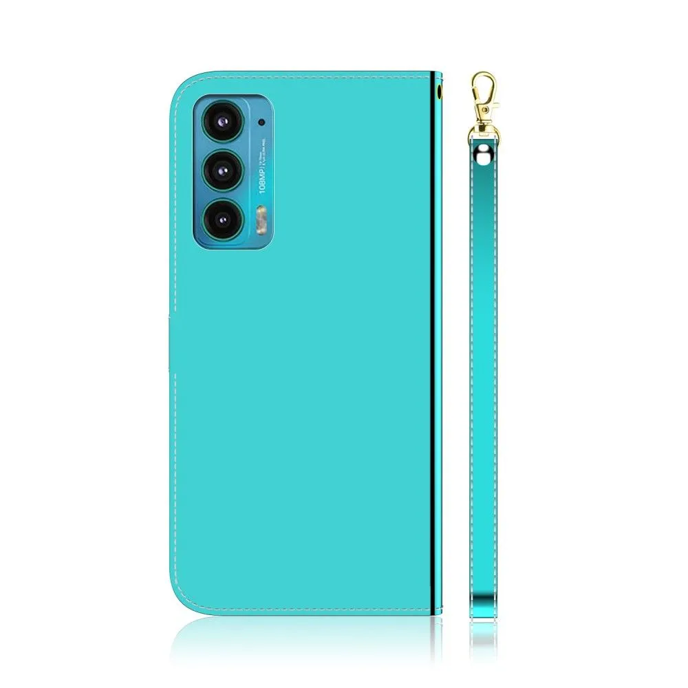 Mirror Motorola Edge (2021) flip case - Cyan