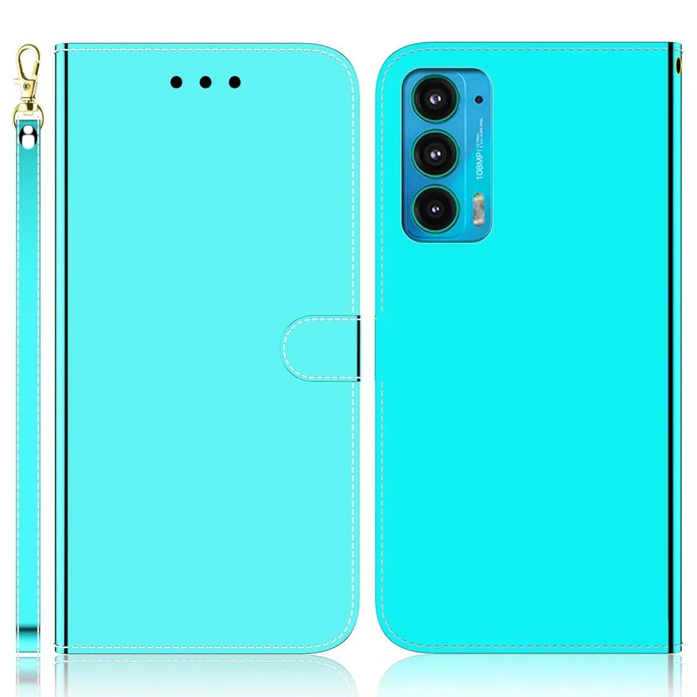 Mirror Motorola Edge (2021) flip case - Cyan