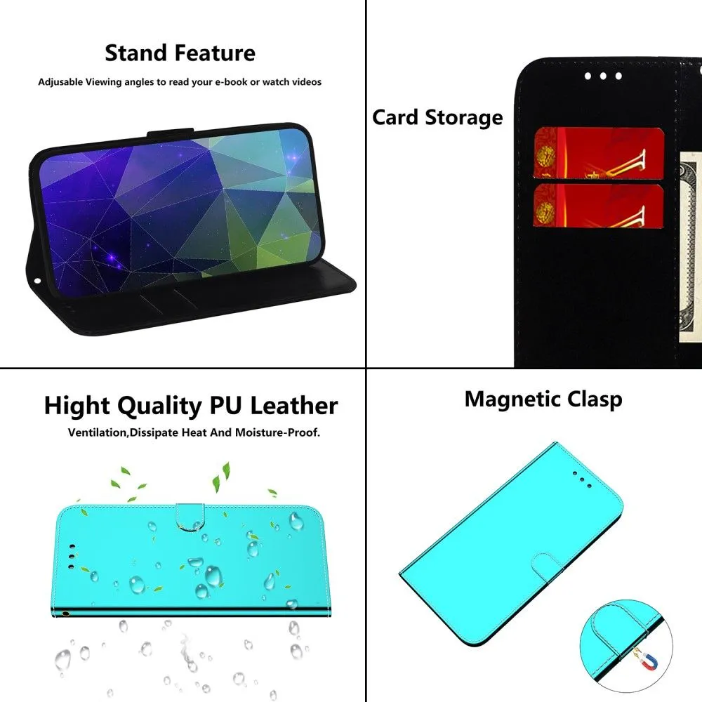 Mirror Motorola Edge (2021) flip case - Cyan