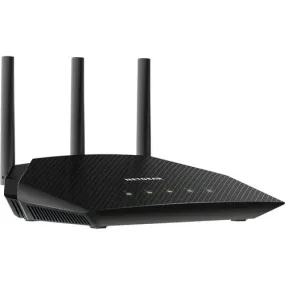 Netgear RAX10 Wi-Fi 6 IEEE 802.11ax Ethernet Wireless Router - 2.40 GHz ISM Band - 5 GHz UNII Band - 225 MB/s Wireless Speed - 4 x Network Port - 1 x Broadband Port - Gigabit Ethernet - VPN Supported - Desktop