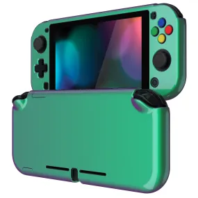 PlayVital Glossy Chameleon Green Purple Customized Protective Case for NS Switch Lite, Hard Cover Protector for NS Switch Lite - 1 x Black Border Tempered Glass Screen Protector Included - YYNLP002