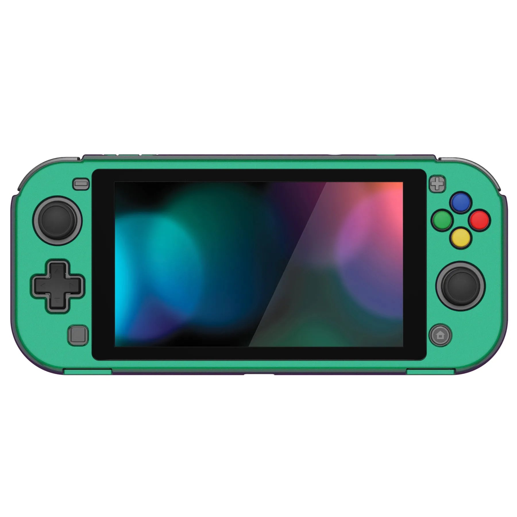 PlayVital Glossy Chameleon Green Purple Customized Protective Case for NS Switch Lite, Hard Cover Protector for NS Switch Lite - 1 x Black Border Tempered Glass Screen Protector Included - YYNLP002