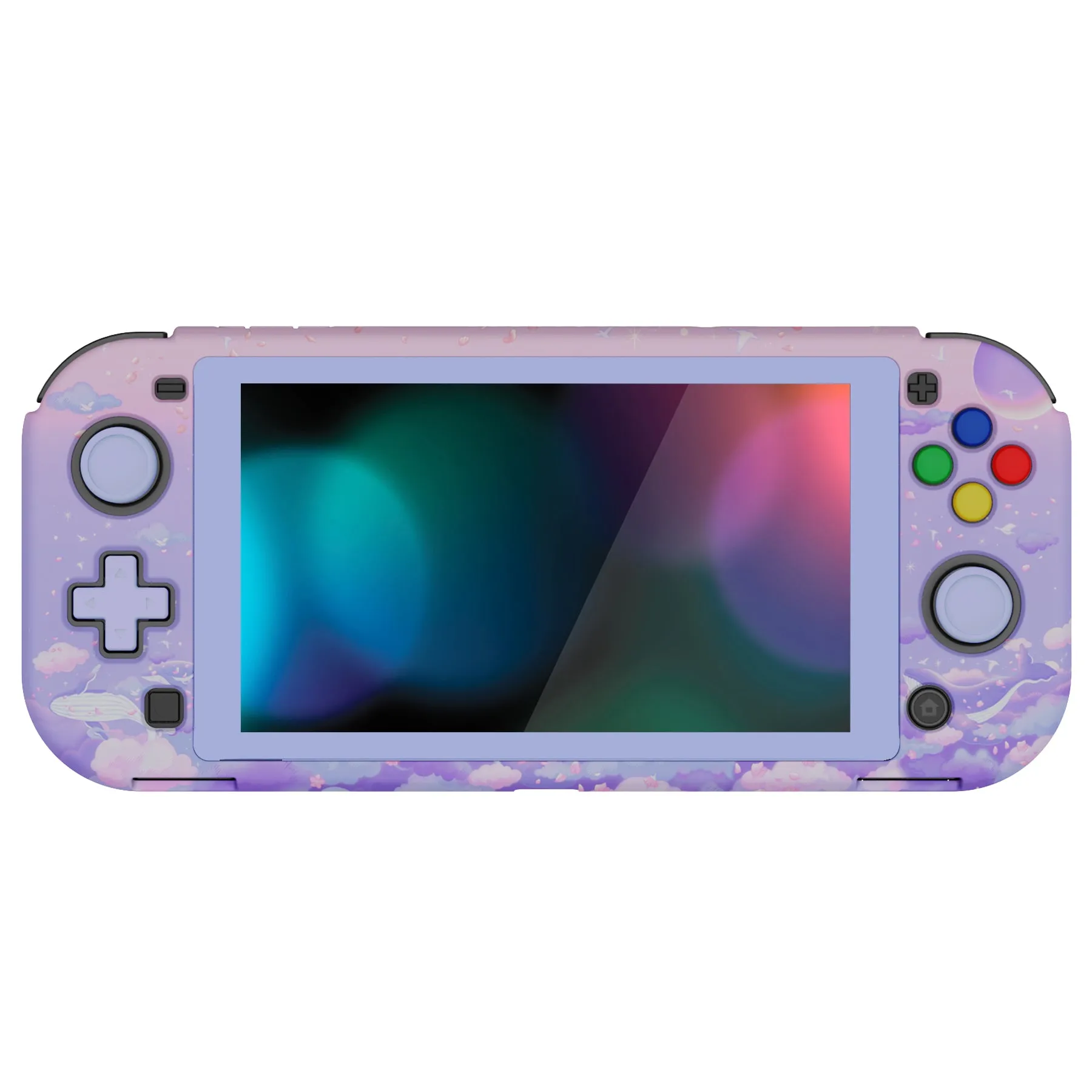 PlayVital ZealProtect Protective Case for Nintendo Switch Lite, Hard Shell Ergonomic Grip Cover for Switch Lite w/Screen Protector & Thumb Grip Caps & Button Caps - Whale in Dream - PSLYR011