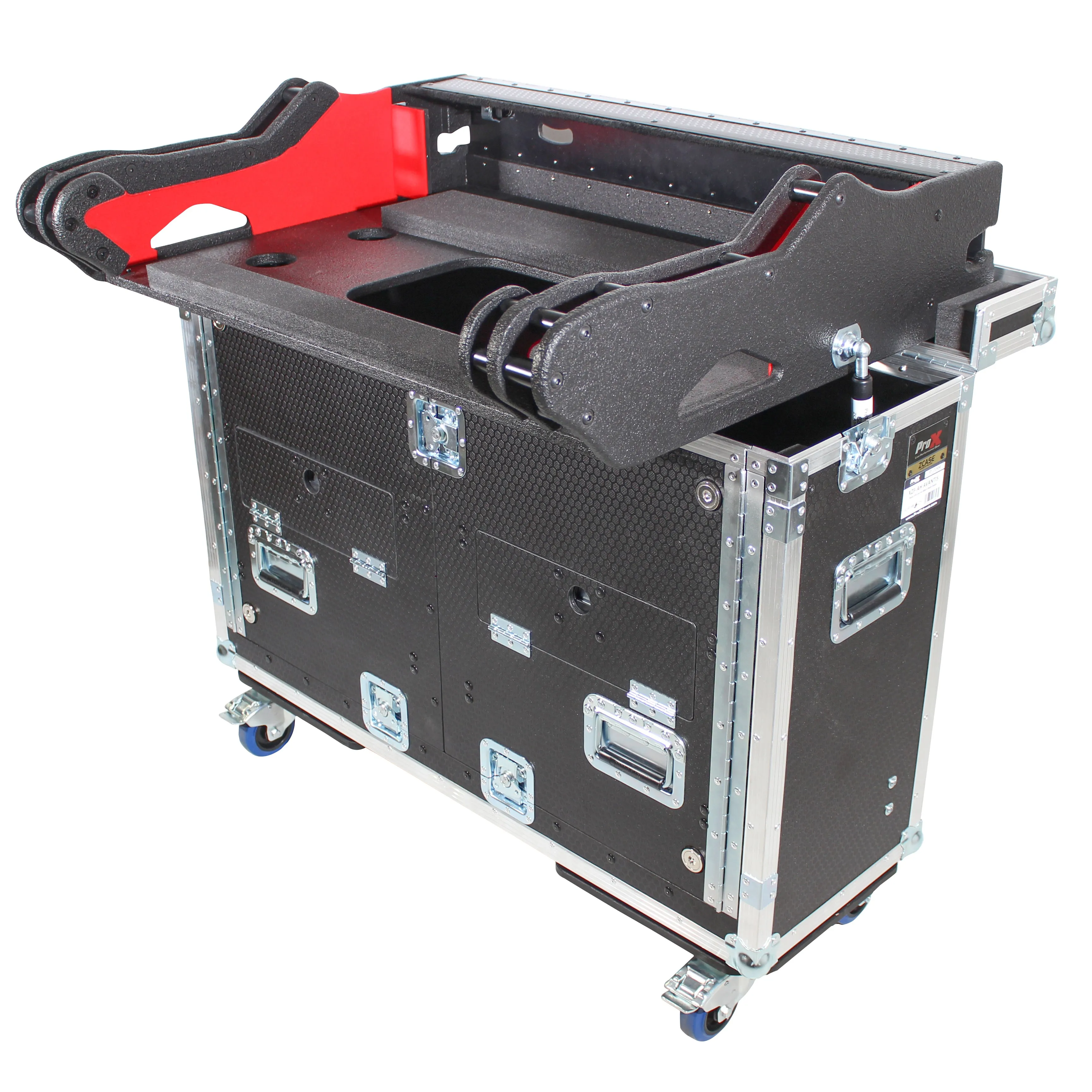 ProX XZF-DIGQ225 For Digico Quantum 225 Flip-Ready Hydraulic Console Easy Retracting Lifting Flight Case with CASE FEATURES and wheels (Custom Order)