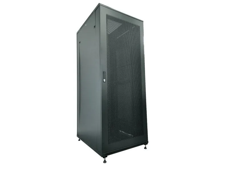 Q-Lantec Server Cupboard 42U 800X1000, Perforated Steel Front Door, Black Flat Pack