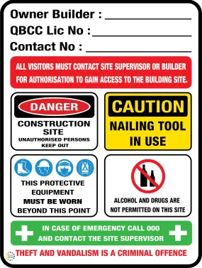 Queensland Owner Builder Construction Site Sign