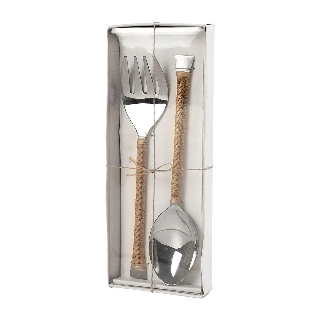 Rattan Salad Server Set