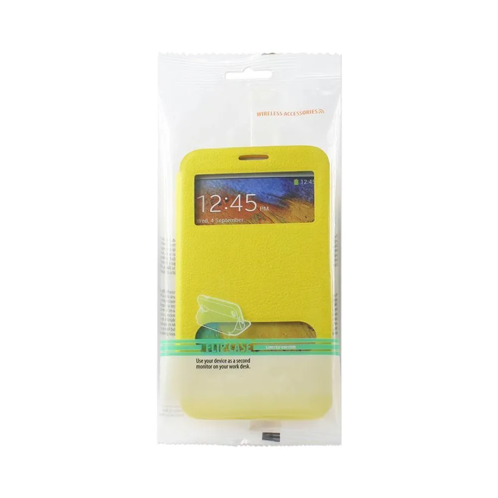 Reiko Fitting Case Lychee Pattern For Samsung Galaxy Note 3 Yellow