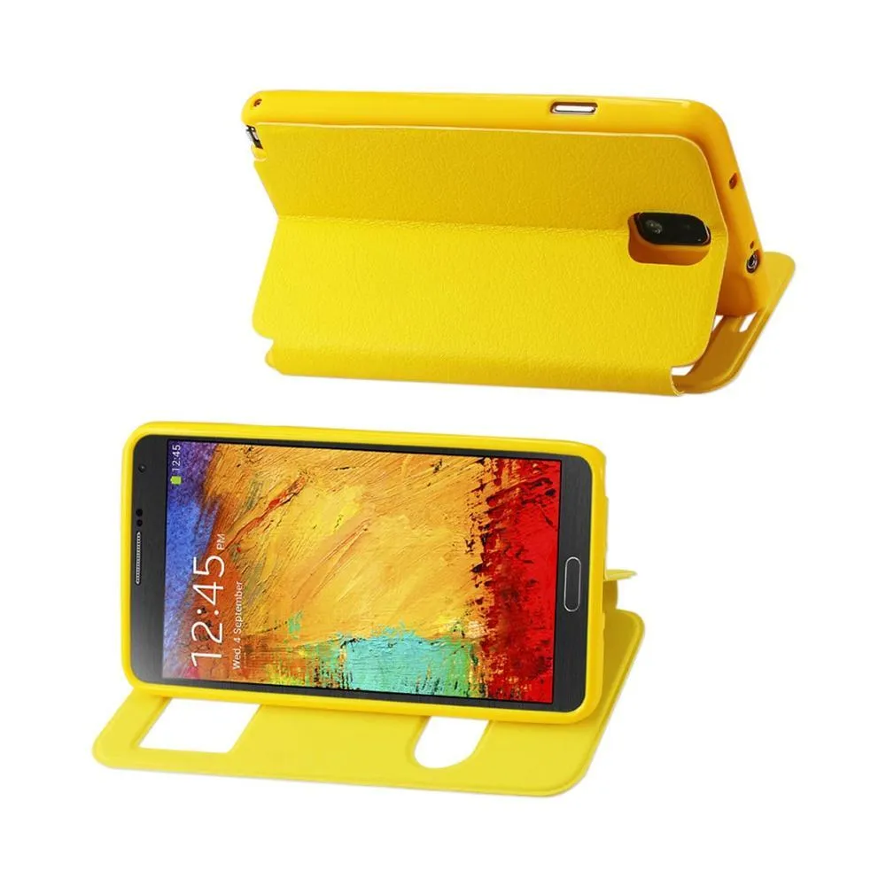 Reiko Fitting Case Lychee Pattern For Samsung Galaxy Note 3 Yellow