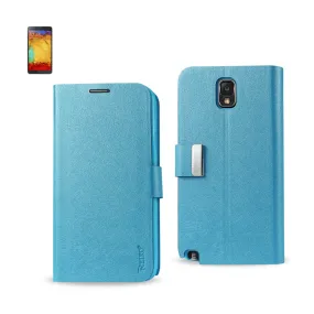 REIKO SAMSUNG GALAXY NOTE 3 FLIP FOLIO CARD HOLDER CASE IN BLUE