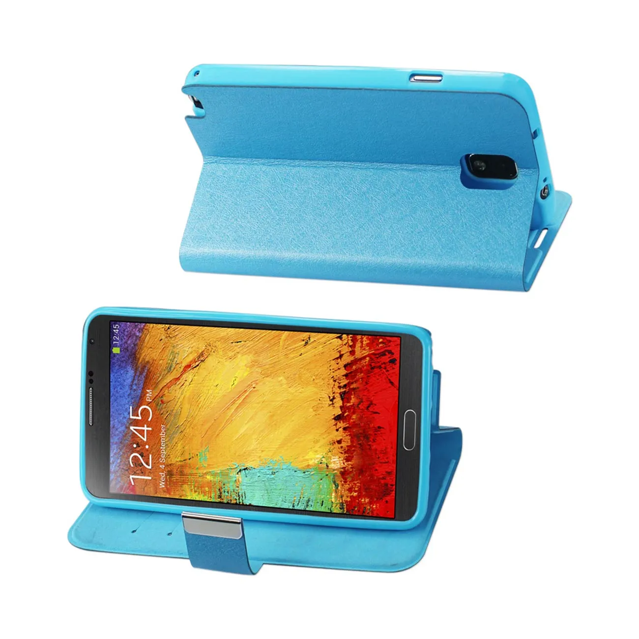 REIKO SAMSUNG GALAXY NOTE 3 FLIP FOLIO CARD HOLDER CASE IN BLUE