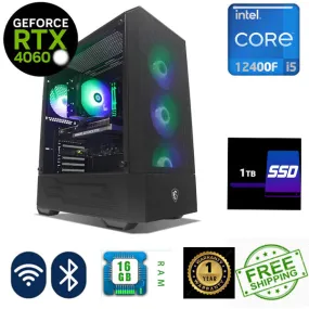 RTX 4060 RGB Gaming PC i5 12400F Turbo 4.40 GHZ 1TB SSD Windows 10 8GB Graphics Card WIFI Bluetooth