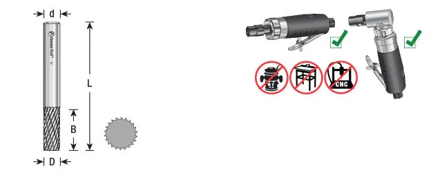 SA Cylindrical No End Double Cut Burr Bit | 1⁄8 Dia x 9⁄16 x 1⁄8 Shank Burr Bit | BURS-098 | 738685000984