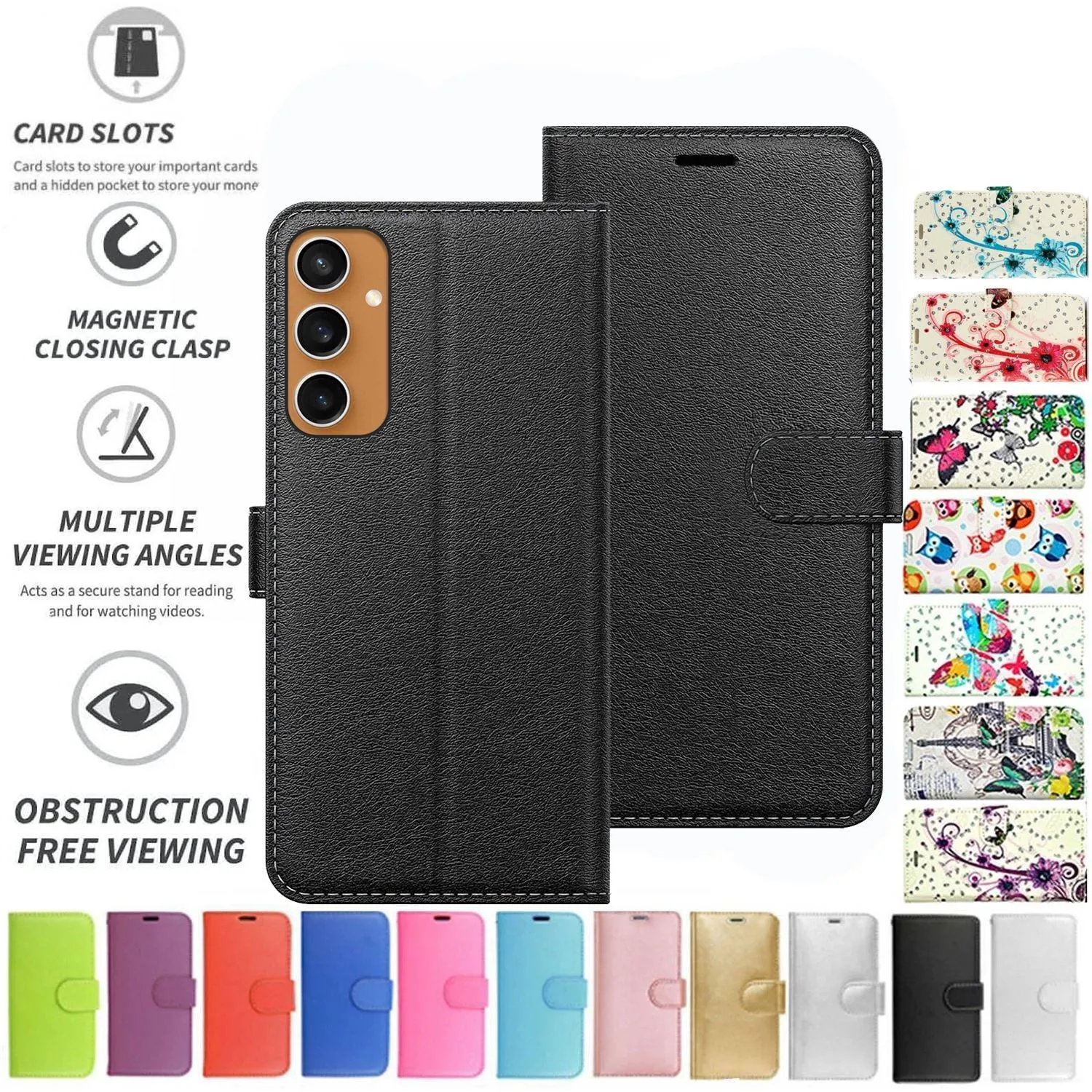 Samsung Galaxy S23 FE Case Cover Flip Folio Leather Wallet Credit Card Slot