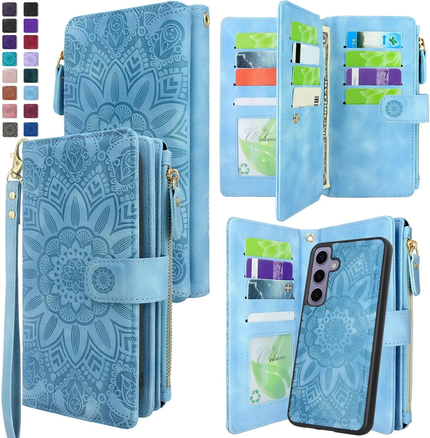 Samsung Galaxy S24 Plus 5G Magnetic Zipper Wallet Leather Case