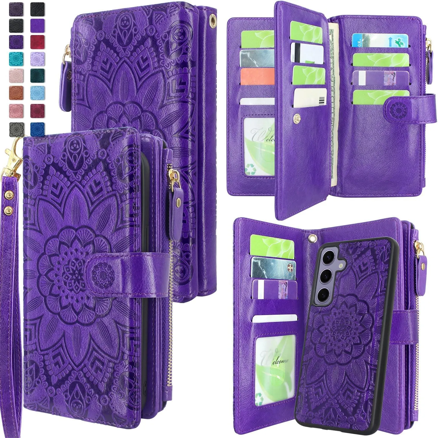 Samsung Galaxy S24 Plus 5G Magnetic Zipper Wallet Leather Case