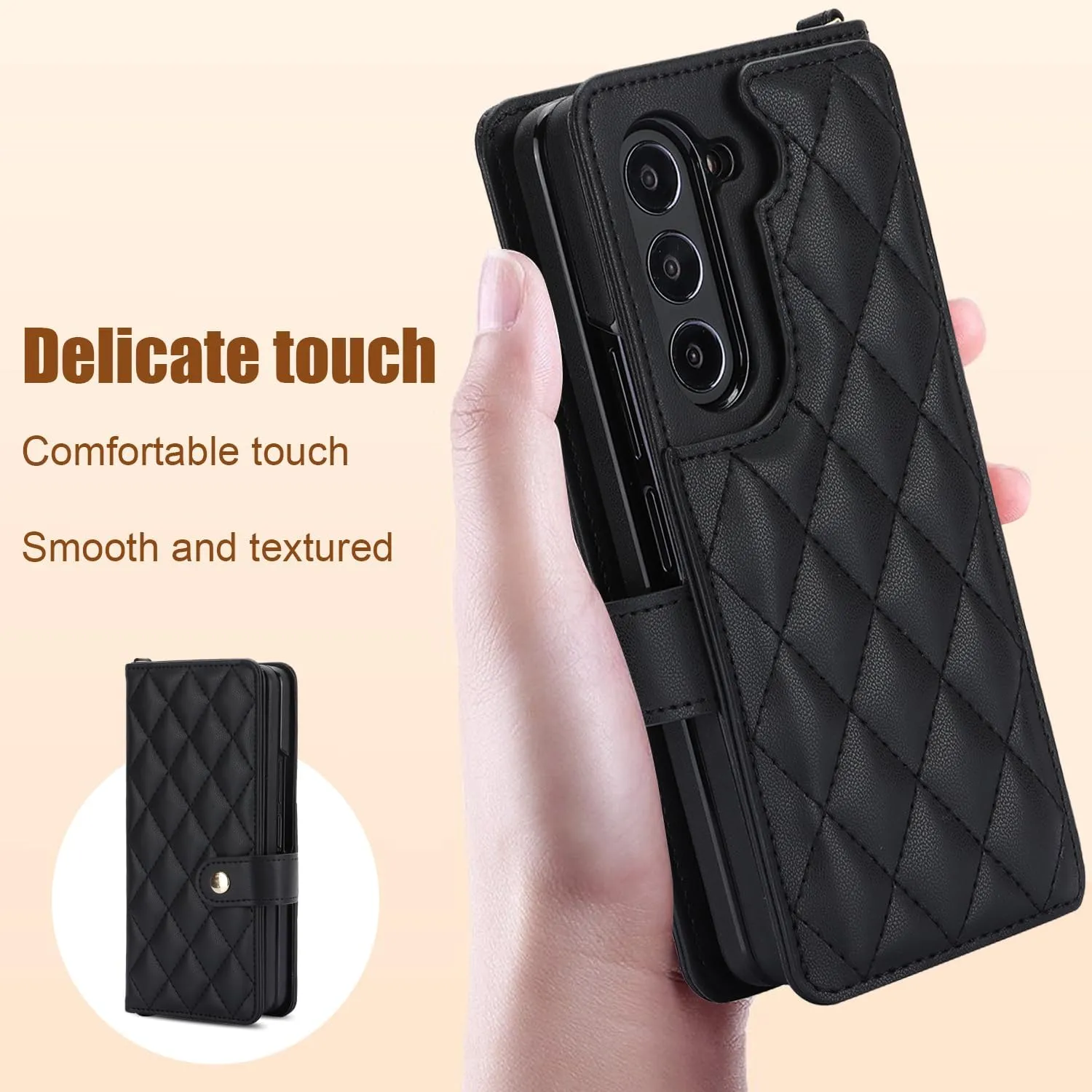 Samsung Galaxy Z Fold 5 Wallet Case S Pen Holder Crossbody Lanyard Strap Wrist Stylish Protective Cover