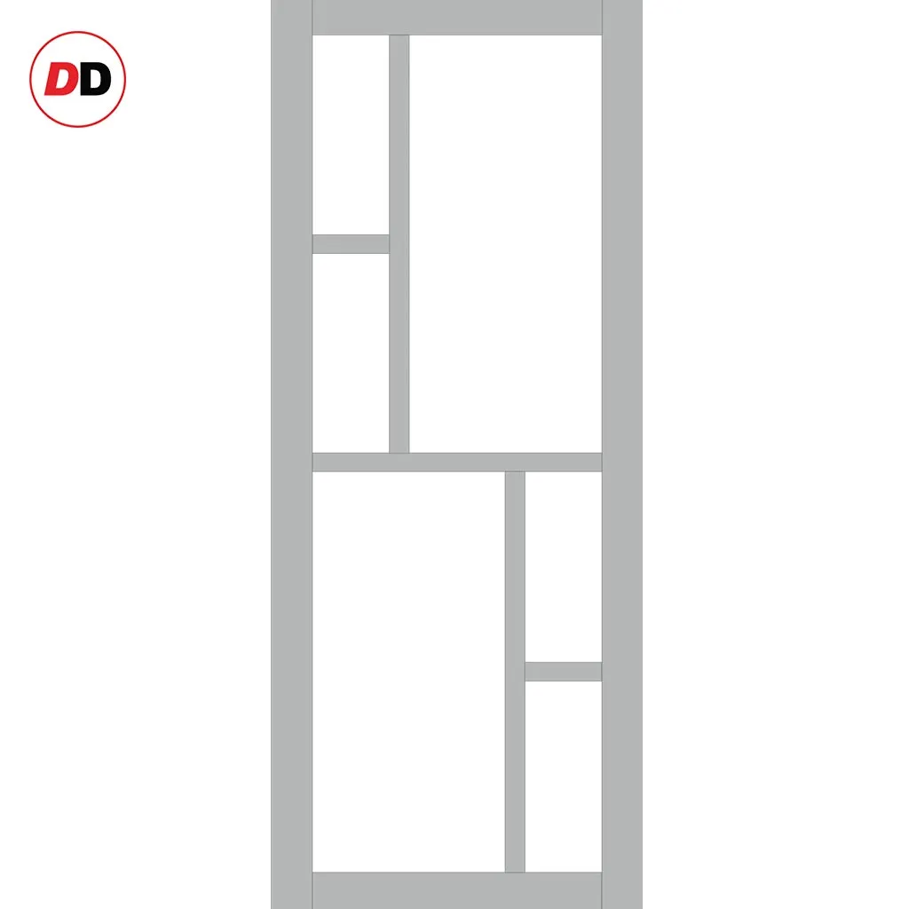 Single Sliding Door & Premium Wall Track - Eco-Urban® Cairo 6 Pane Door DD6419G Clear Glass - 6 Colour Options