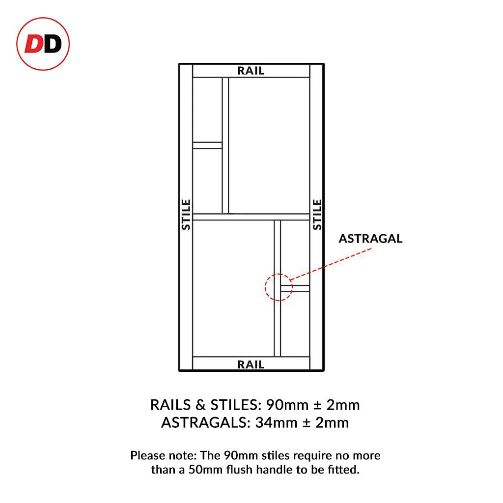 Single Sliding Door & Premium Wall Track - Eco-Urban® Cairo 6 Pane Door DD6419G Clear Glass - 6 Colour Options