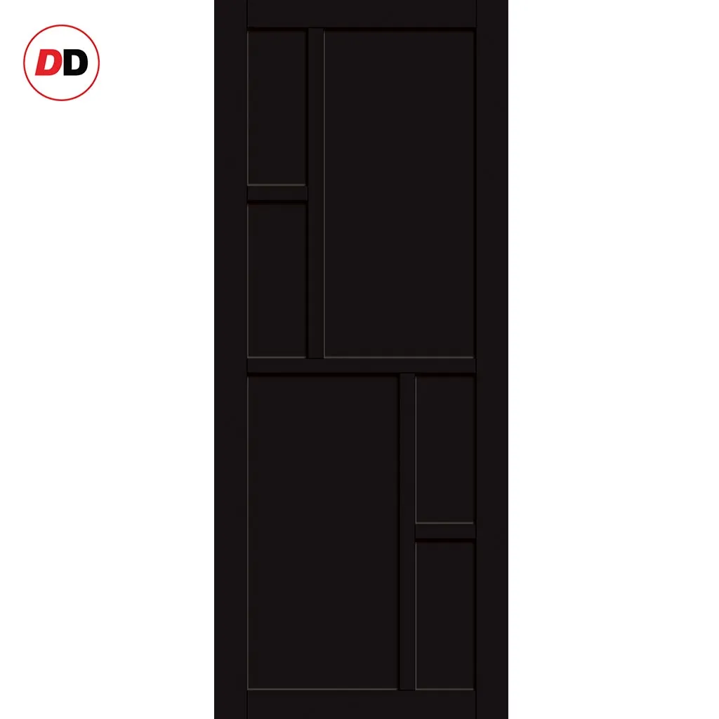 Single Sliding Door & Premium Wall Track - Eco-Urban® Cairo 6 Panel Door DD6419 - 6 Colour Options