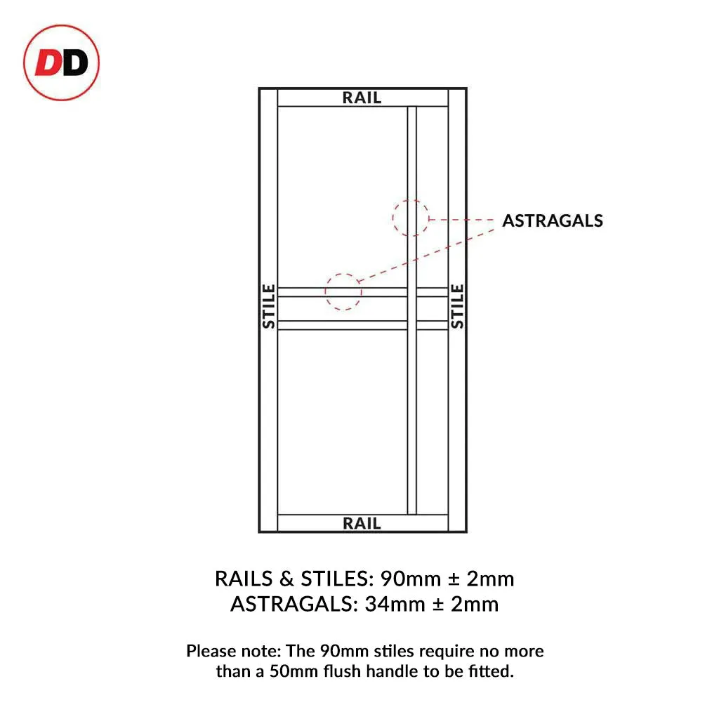 Single Sliding Door & Premium Wall Track - Eco-Urban® Glasgow 6 Panel Door DD6314 - 6 Colour Options