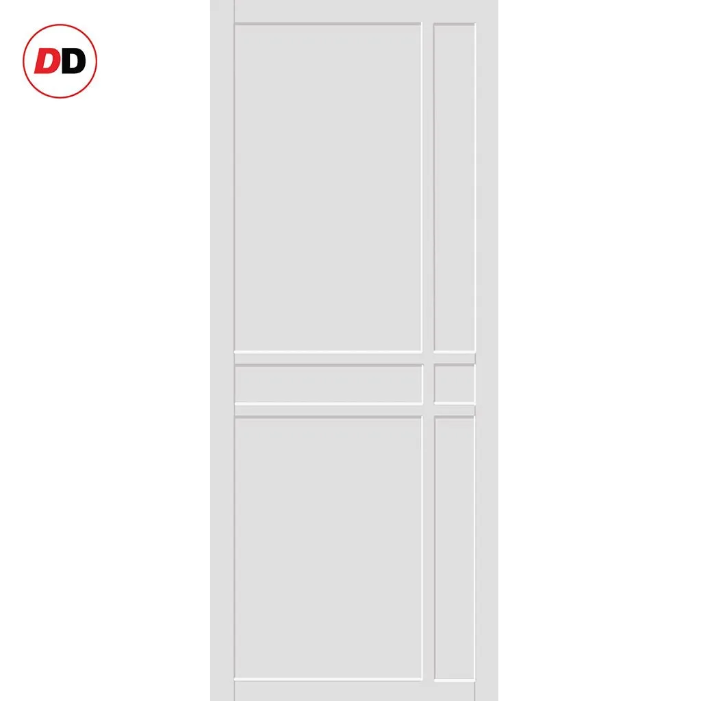 Single Sliding Door & Premium Wall Track - Eco-Urban® Glasgow 6 Panel Door DD6314 - 6 Colour Options