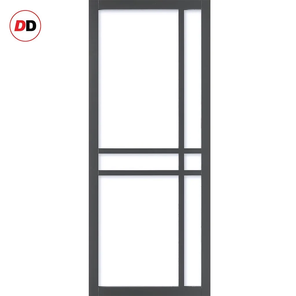 Sirius Tubular Stainless Steel Track & Solid Wood Door - Eco-Urban® Glasgow 6 Pane Door DD6314G - Clear Glass - 6 Colour Options