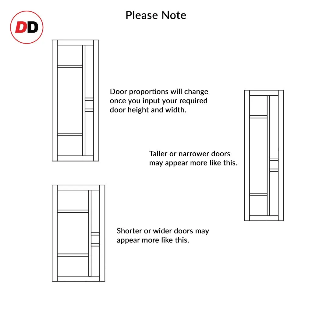 Sirius Tubular Stainless Steel Track & Solid Wood Door - Eco-Urban® Isla 6 Pane Door DD6429G Clear Glass - 6 Colour Options