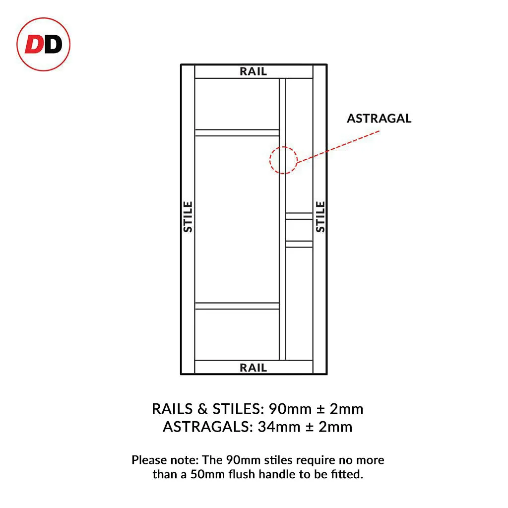 Sirius Tubular Stainless Steel Track & Solid Wood Door - Eco-Urban® Isla 6 Pane Door DD6429G Clear Glass - 6 Colour Options