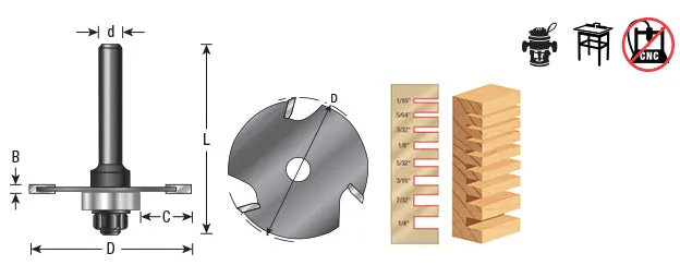 Slotting Cutter Assembly | 1 7⁄8 Dia x 1⁄16 x Various Shank | 53400 | 738685934005