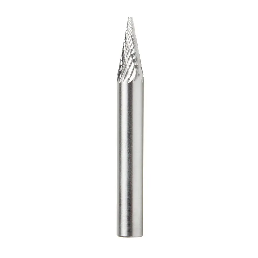 SM Burrs Pointed Cone Double Cut Burr Bit | 1⁄4 Dia x 1⁄2 x 1⁄4 Shank | BURS-222 | 738685222997