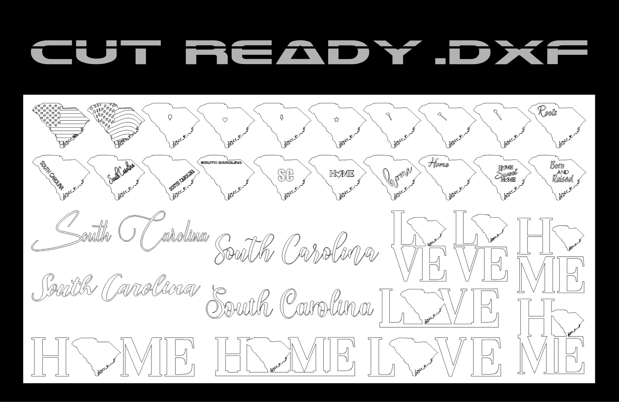 South Carolina Theme - DXF Cut Ready File Collection