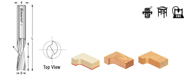 Spiral Plunge Up-Cut CNC Router Bit | 1⁄2 Dia x 1 1⁄4 x 1⁄2" Shank | 46106 | 738685861066