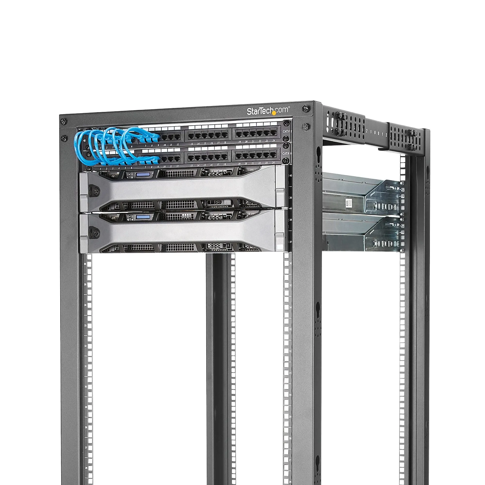 Startech.Com 25U Open Frame Server Rack - 4 Post Adjustable Depth (22" To 40") Network Equipment Rack W/ Casters/ Levele